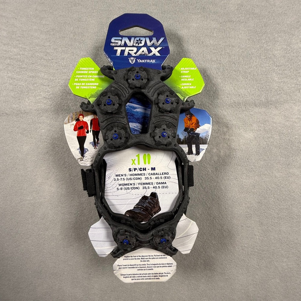 Yaktrax Snow Trax Ice Cleats Tungsten Carbide Spikes Small Medium Black 144087